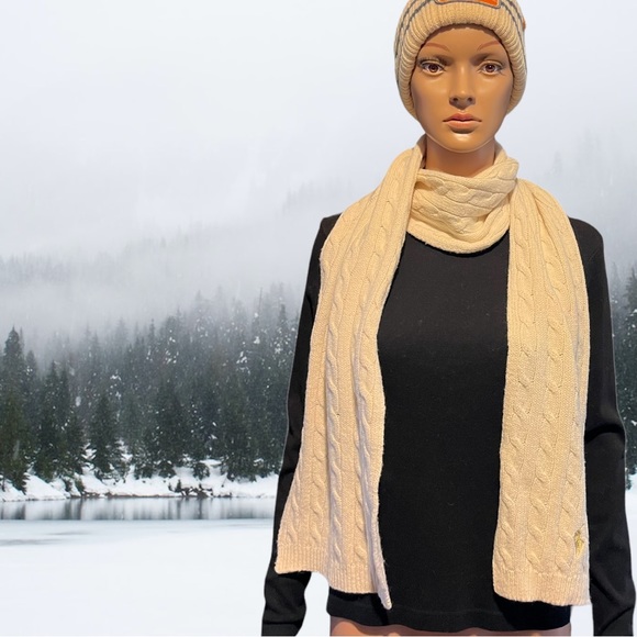 Ralph Lauren Vintage Cable Knit Scarf, Cream | OS - Picture 1 of 10